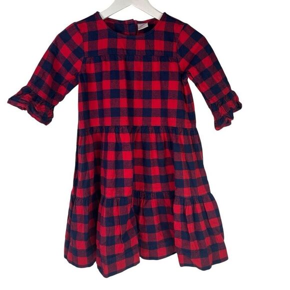 Hanna Andersson Other - Hanna Andersson Buffalo Plaid Flannel Dress size 8 Red Blue Half Sleeve